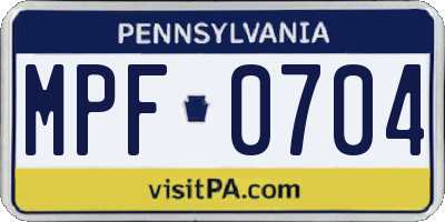 PA license plate MPF0704
