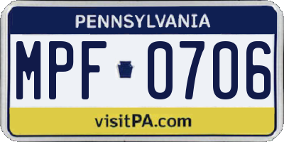 PA license plate MPF0706