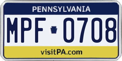PA license plate MPF0708