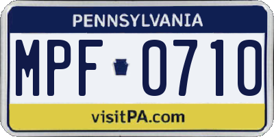 PA license plate MPF0710