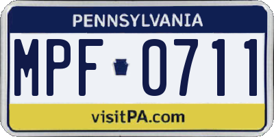 PA license plate MPF0711