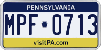 PA license plate MPF0713