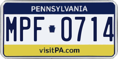 PA license plate MPF0714