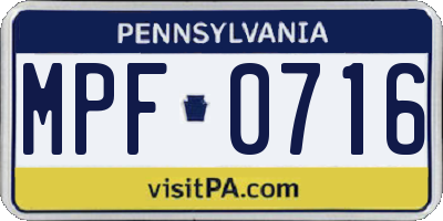 PA license plate MPF0716