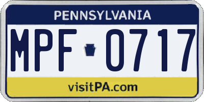 PA license plate MPF0717