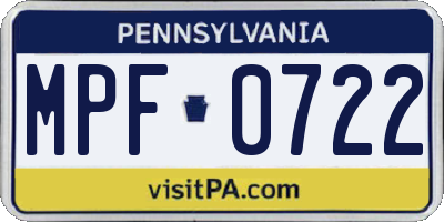 PA license plate MPF0722