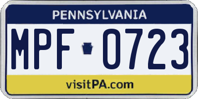 PA license plate MPF0723