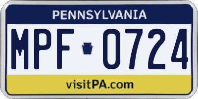 PA license plate MPF0724