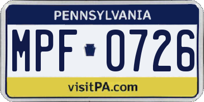 PA license plate MPF0726