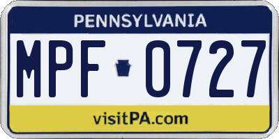 PA license plate MPF0727