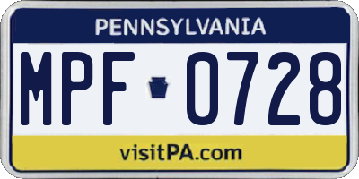 PA license plate MPF0728