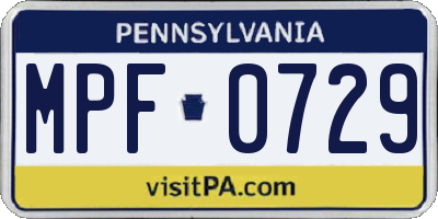 PA license plate MPF0729