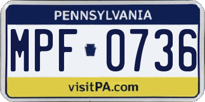 PA license plate MPF0736