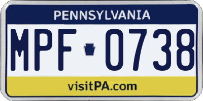 PA license plate MPF0738