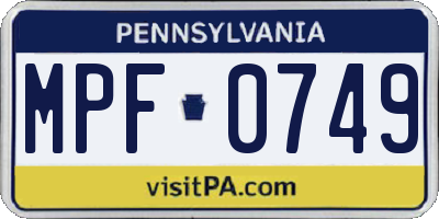 PA license plate MPF0749