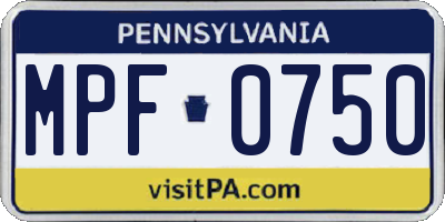 PA license plate MPF0750