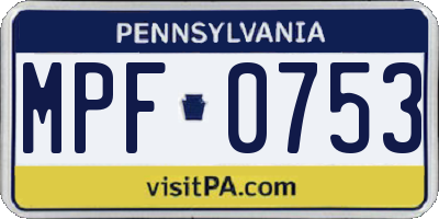 PA license plate MPF0753