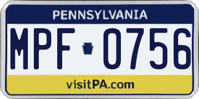 PA license plate MPF0756