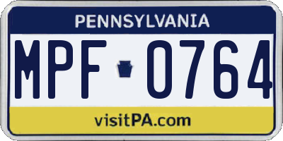 PA license plate MPF0764