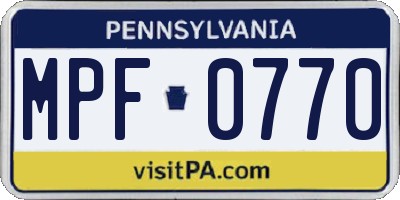 PA license plate MPF0770