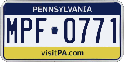 PA license plate MPF0771
