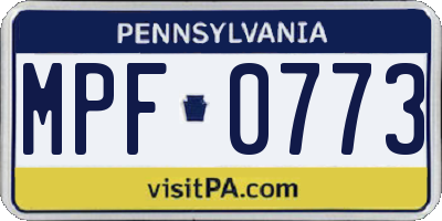 PA license plate MPF0773