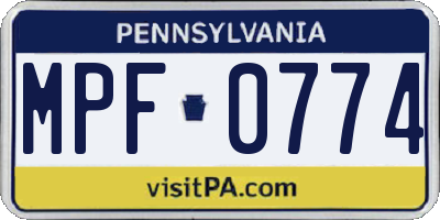 PA license plate MPF0774