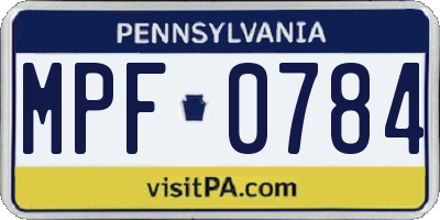 PA license plate MPF0784