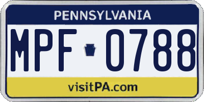 PA license plate MPF0788