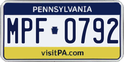 PA license plate MPF0792
