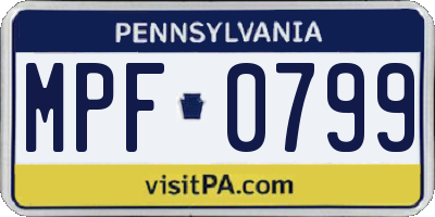 PA license plate MPF0799