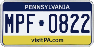 PA license plate MPF0822