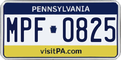 PA license plate MPF0825