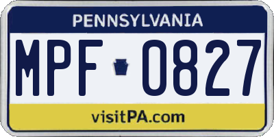 PA license plate MPF0827