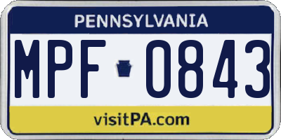 PA license plate MPF0843