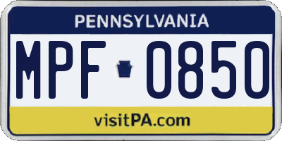 PA license plate MPF0850