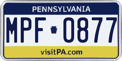 PA license plate MPF0877