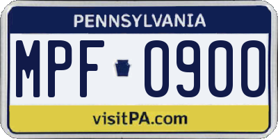 PA license plate MPF0900