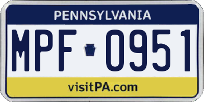PA license plate MPF0951