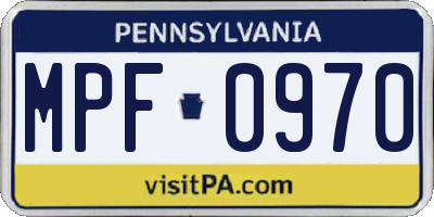 PA license plate MPF0970