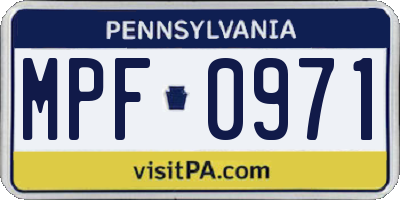 PA license plate MPF0971