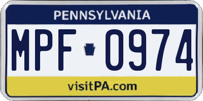 PA license plate MPF0974