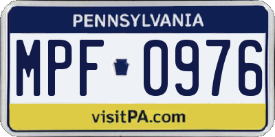 PA license plate MPF0976