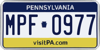 PA license plate MPF0977