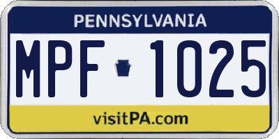 PA license plate MPF1025