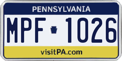 PA license plate MPF1026