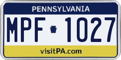 PA license plate MPF1027