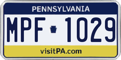 PA license plate MPF1029