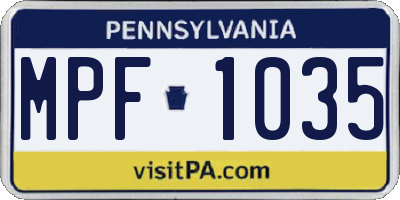 PA license plate MPF1035