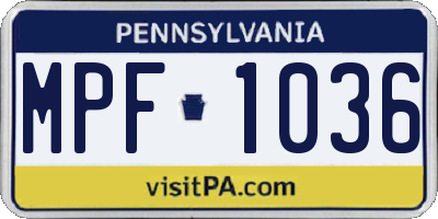 PA license plate MPF1036